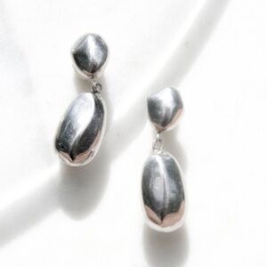 Vintage Sterling Silver Dangle Earrings 925 Long Drop Minimalist Style
